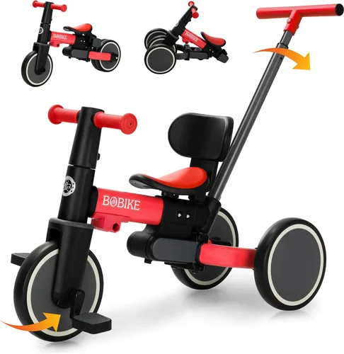 Miniatura 8 de BoBike Triciclo 5 en 1 para niños pequeños de 18 meses a 5 años, bicicleta para niños con pedales mejorados, mango de empuje para padres, bicicleta