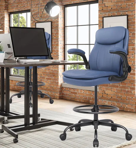 Miniatura 2 de Silla de Dibujo de Cuero Misolant, Silla de Oficina Alta para Escritorio de Pie, Silla de Oficina Ejecutiva Alta con Altura Ajustable y Reposabrazos