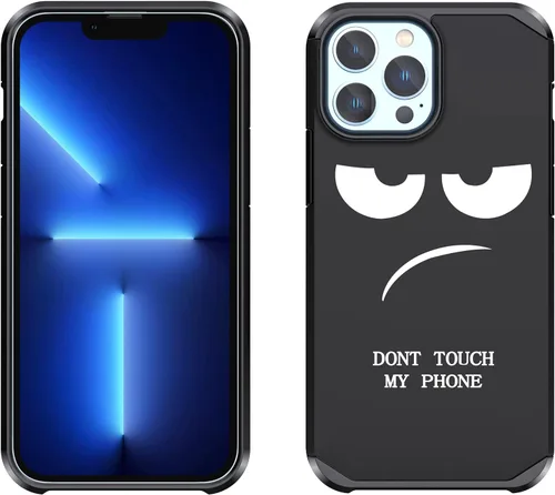 Miniatura 2 de Funda para iPhone 13 Pro, bonita funda [Don't Touch My Phone] a prueba de golpes de doble capa resistente de silicona protectora de plástico