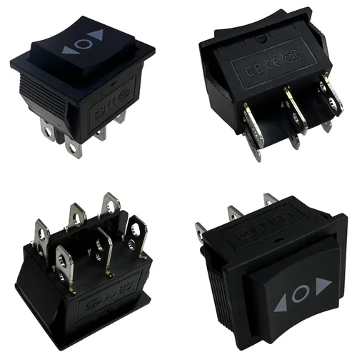 Miniatura 11 de Interruptor basculante DPST On-Off Unilluminated Negro 4 Pin 1.220x0.984 in Rectangular Snap-in Interruptor de alimentación de palanca