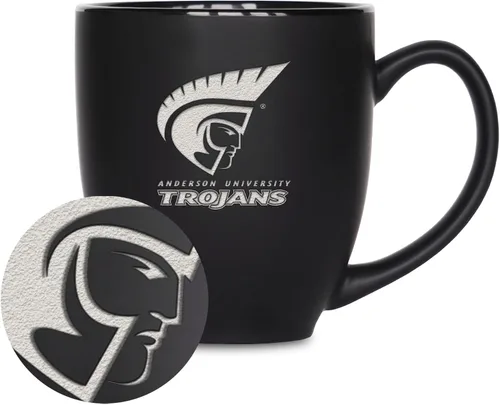 Miniatura 325 de Rico Industries - Taza de cerámica mate negra con grabado láser estándar de 15oz para NCAA (escuelas T & U) - Para bebidas calientes o frías