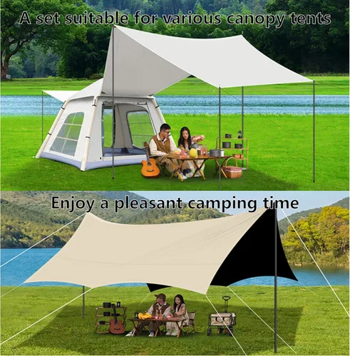 Miniatura 9 de Tienda de campaña portátil para exteriores, juego de lujo 8 en 1, cuerda resistente al viento, clavo de tierra para tienda, martillo de campamento