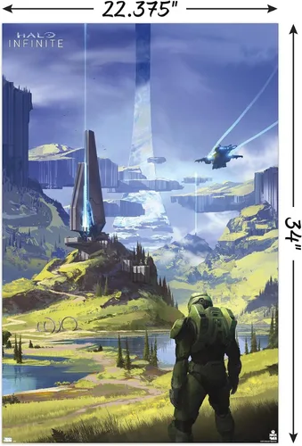 Miniatura 3 de Halo Infinite - Póster de pared Master Chief Valley, 34 pulgadas de largo x 22.4 pulgadas de ancho, versión sin marco