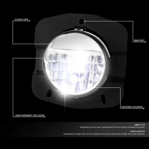Miniatura 2 de DNA MOTORING FL-HAY-016-CH - Par de luces antiniebla reflectoras LED completas compatibles con Kenworth T680 2011-2022, carcasa cromada Cromado