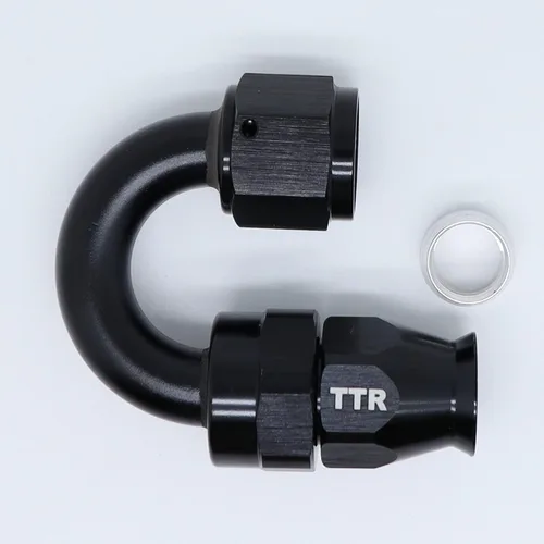 Miniatura 4 de AN-6 6AN AN6 45 grados PTFE reutilizable giratorio montaje manguera extremo A negro 80-045-06BK