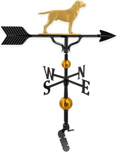 Miniatura 18 de Montague Metal Products Veleta de lujo de 32 pulgadas con adorno de Retriever negro satinado