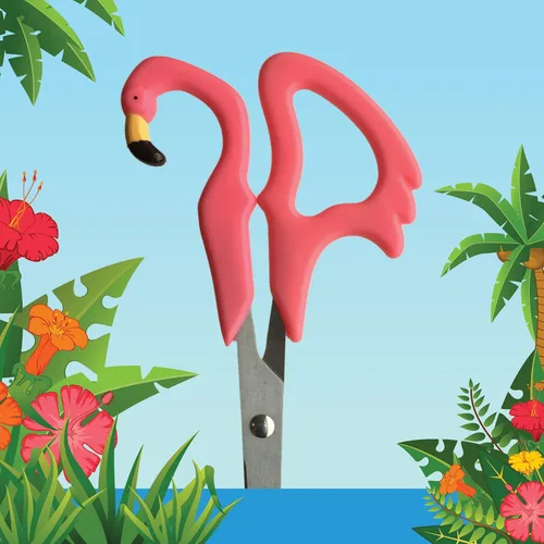 Miniatura 4 de Tijeras Flamingo - Tijeras de animales con mango de plástico rosa con cuchillas de acero de 4 pulgadas/3.9 in - diestro - Papelería y suministros