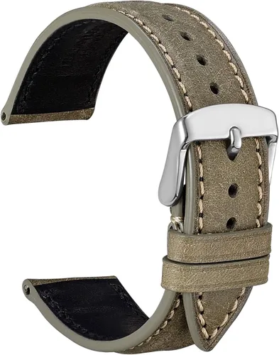 WOCCI Correas de reloj nobuck con hebilla de acero inoxidable, correas de repuesto de cuero italiano de 0.551 in, 0.709 in, 0.787 in, 0.866 in,