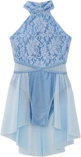 Miniatura 51 de Vestido de ballet lírico para niñas y niñas, sin mangas, encaje floral, leotardo contemporáneo, moderno disfraz de baile