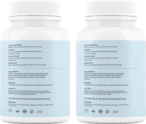Miniatura 7 de mars by GHC Natural Surge Max Caps Alimentado con Shilajit, Safed Musli y Gokshura 60 cápsulas (paquete de 2)