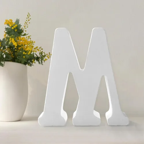 Miniatura 16 de Letras de madera de 4.3 pulgadas, letras blancas de madera sin terminar para injerto, letras de madera para decoración de pared, letras pie
