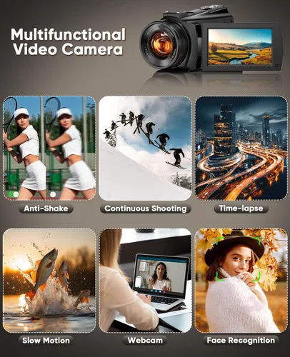 Miniatura 5 de Cámara de video 5K Videocámara 8X Zoom Opitical Cámaras de transmisión en vivo Cámara de 64MP Vlogging para YouTube con visión nocturna a todo