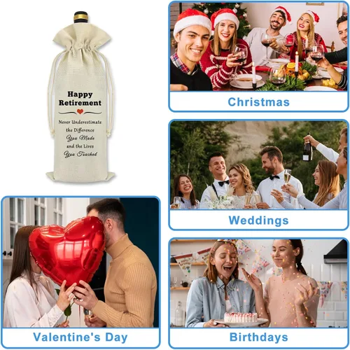Miniatura 6 de Regalos de despedida de jubilación, bolsa de vino, regalos de jubilación inspiradores para profesores, compañeros de trabajo, amigos, colegas