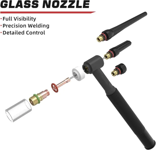 Miniatura 4 de TOOLIOM Kit de 22 piezas de accesorios para antorcha de soldadura TIG, lente de gas gruesa #10, copa de vidrio, tapa trasera para WP-17/18/26