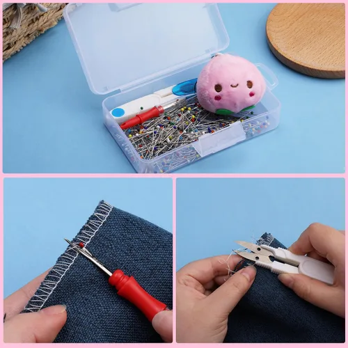 Miniatura 6 de 400 alfileres de costura, alfileres rectos de 1.5 pulgadas para tela, alfileres de cabeza de bola perlados multicolor con cojín de alfiler y otros