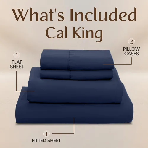 Miniatura 3 de Juego de sábanas Utopia Bedding tamaño California King – Juego de 4 sábanas para cama tamaño California King, microfibra suave y transpirable, Azul