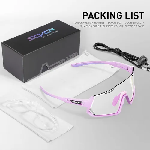 Miniatura 6 de SCVCN Gafas de ciclismo fotocromáticas Gafas de sol deportivas transparentes hombres mujeres MTB BMX Running Driving Rosa