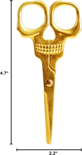 Miniatura 8 de Suck UK Tijeras de calavera – Suministros de oficina góticos – Accesorios de escritorio de Halloween – Tijeras doradas únicas – Decoración del hogar