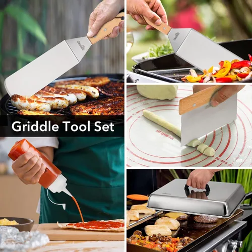 Miniatura 4 de Stanbroil Juego de 6 accesorios para parrilla de barbacoa, raspador de acero inoxidable resistente, espátula, cubierta de hilvanado y botellas