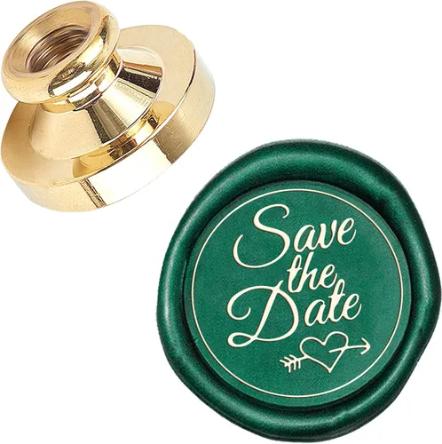 CRASPIRE Save The Date - Cabezal de sello de cera de repuesto de 0.98 pulgadas (0.984 in), cabezas de sello de cera de sellado vintage, solo sin asa