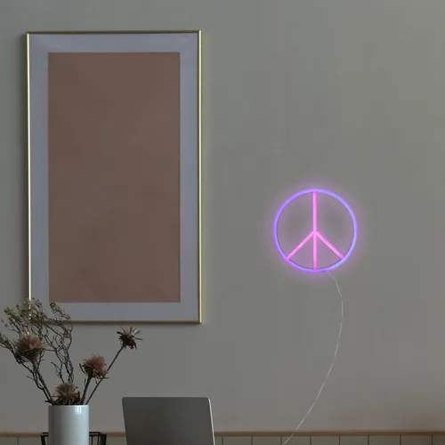 Miniatura 5 de Letrero de la paz con luz de neón de 8.85 pulgadas, alimentado por USB, decoración de pared LED de doble cara, azul y rosa, letrero de neón