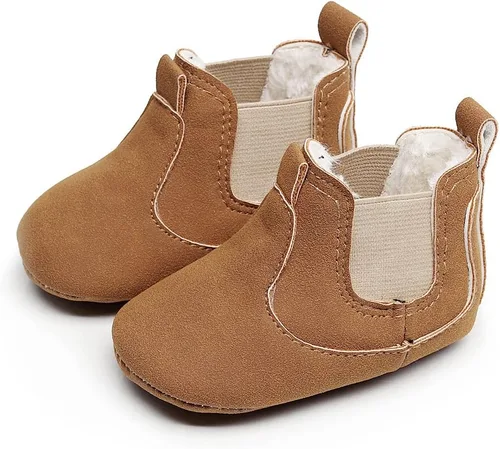 Miniatura 7 de HONGTEYA Botines de bebé para niños pequeños, zapatos de invierno cálidos, botas para recién nacidos, botas de suela suave, antideslizantes, zapatos