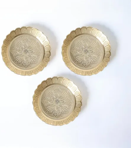 Miniatura 14 de Shubhkart Juego de platos Nakshi de latón macizo de alta calidad (3 tamaños: L/M/S) – Platos decorativos de Puja hechos a mano para Aarti, templo
