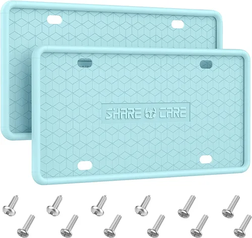 Miniatura 9 de QiqaMole Paquete de 2 marcos de silicona para matrícula, cubierta delantera y trasera, soporte para placa de matrícula a prueba de óxido, a prueba
