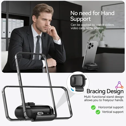 Miniatura 3 de Compatible con AirPods Pro de 2ª Generación Funda con Soporte para Teléfono, (con Clip de Bloqueo) Diseño de Fibra de Carbono Funda de Protección