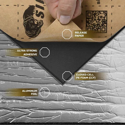 Miniatura 2 de Siless Revestimiento de 157 mil (4 mm) 9 pies cuadrados con acabado de papel de aluminio para automóvil, amortiguador de sonido y aislamiento