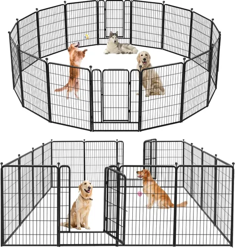 Miniatura 13 de Bolígrafos para perros al aire libre con valla para perros grandes, 40 pulgadas de alto, corralito para perros al aire libre, 8 paneles de metal
