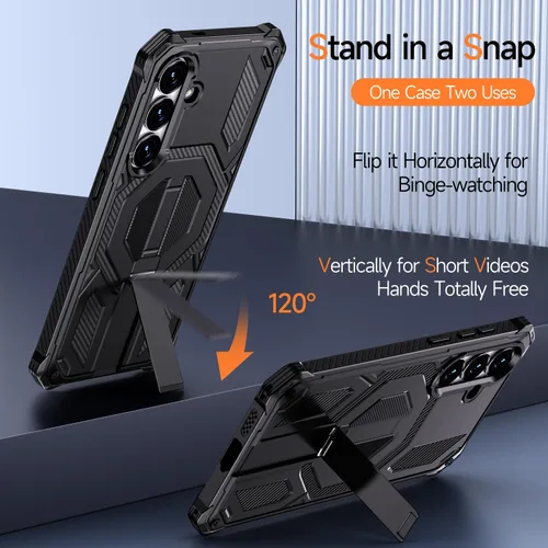 Miniatura 3 de Funda magnética para Samsung Galaxy S24 FE con soporte y protector de pantalla [compatible con Magsafe] antideslizante, cuerpo completo, doble capa