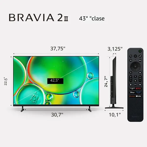 Miniatura 5 de Sony BRAVIA 2 II - Smart TV LED 4K Ultra HD de 43 pulgadas con Google TV y características exclusivas para PlayStation®5 (K-43S20M2), modelo 2025