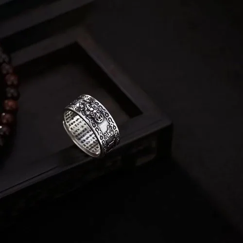 Miniatura 5 de Anillos de dragón PiXiu de Feng Shui para hombres y mujeres, anillo de la buena suerte para el éxito de la riqueza de plata esterlina anillos