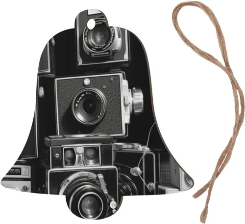 Miniatura 4 de Christmas Wooden Ornaments Retro Cool Camera Collection Xmas Tree Hanging Bell Shape Christmas Hanging Decoration for New Year Holiday Party Decor 2