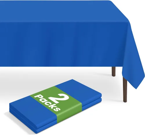 Miniatura 245 de Paquete de 6 manteles de plástico desechables azules y blancos a cuadros, manteles de plástico azules para fiestas, 54 x 108 pulgadas impermeables