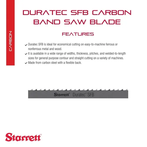 Miniatura 2 de Starrett Duratec – Hoja de sierra de banda SFB, acero al carbono, diente regular, juego de rastrillo, rastrillo neutral, 12', 1