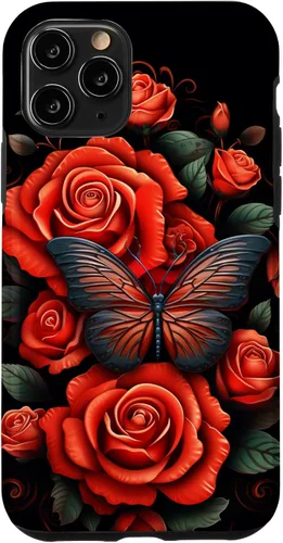 Miniatura 29 de Cute Butterfly Red Floral Flower Butterfly Rose Case for iPhone 17