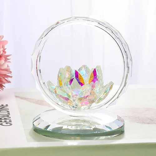 Miniatura 6 de LONGWIN Figura de cesta de flores de loto de cristal, decoración de arte coleccionable, decoración artística de Feng Shui, adornos decorativos