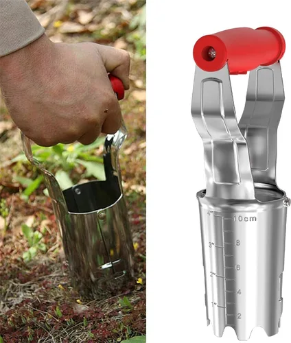 Miniatura 5 de FLORA GUARD Plantador de Bulbos con Marcadores de Profundidad - Transplantador de Semillas con Liberación Automática de Suelo para Plantar/Cavar