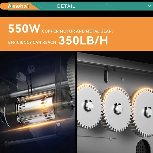 Miniatura 4 de Newhai Cortador de carne mejorado, máquina trituradora de carne eléctrica comercial de 0.138 in, acero inoxidable 350 lb/h, para rebanadas, tiras
