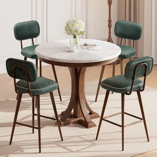 Miniatura 19 de MALOL 26“ PU Leather Swivel Bar Stools Set of 2, Mid Century Counter Height Bar Chairs with Low Back and Metal Legs, Modern Bar Stool Chair for
