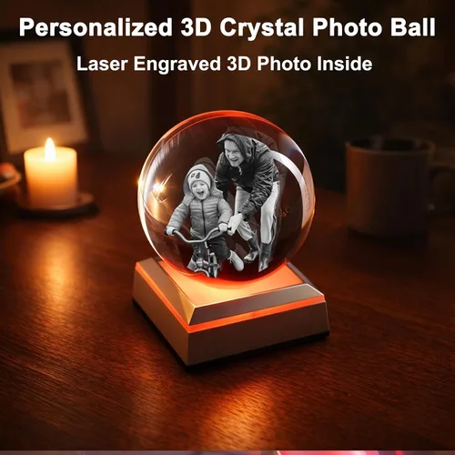 Miniatura 7 de Foto de cristal 3D personalizada: recuerdo grabado personalizado para el día del padre, regalo único de aniversario de cumpleaños para papá, mujer