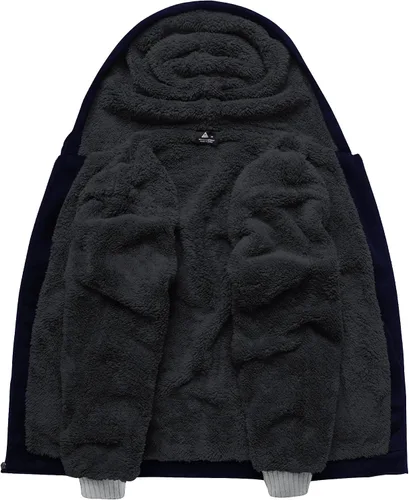 Miniatura 73 de SCODI Sudaderas con capucha para hombre, forro polar pesado, cremallera completa, forro de sherpa grueso, chaqueta con capucha