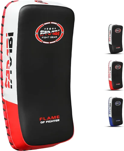 Farabi Thai Pad Kick Pad - Almohadilla curvada para entrenamiento y artes marciales, 1 unidad individual Rojo