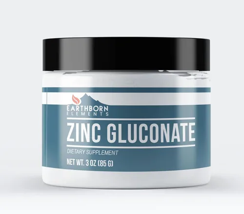 Earthborn Elements Gluconato de zinc de 3 onzas, siempre puro, sin rellenos ni aditivos