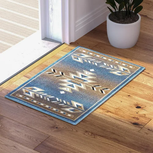 Miniatura 3 de Masada Masada Rugs Southwest - Alfombra nativa americana de 2 x 3 pies, color azul