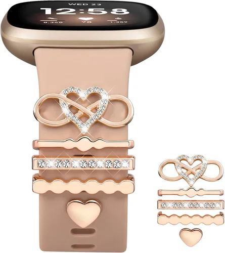 Miniatura 10 de Ouwegaga Compatible con Fitbit Versa 4 Bandas para Mujer/Sense 2/Sense/Versa 3 Bandas, Correa Deportiva de Silicona Suave con 5 Piezas de Anillos