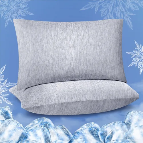 Miniatura 9 de Fittia Fundas de almohada refrescantes para personas que duermen con calor, paquete de 2 fundas de almohada transpirables con cremallera oculta, Azul