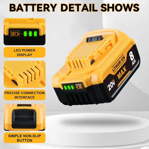 Miniatura 3 de Repuesto de 8.0Ah para batería Dewalt de 20 V Max DCB200 DCB203 DCB204 DCB206 DCB201 DCB180 batería de iones de litio compatible con herramientas